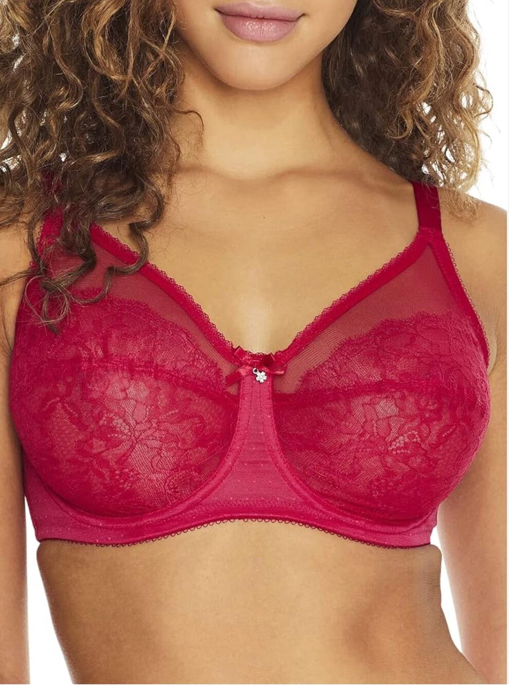 Wacoal Retro Chic Full Figure Underwire Bra Womens Size 34DD Red Lace New